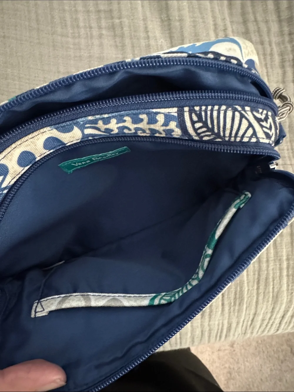 Vera Bradley Blue Green Floral Print Crossbody - no strap